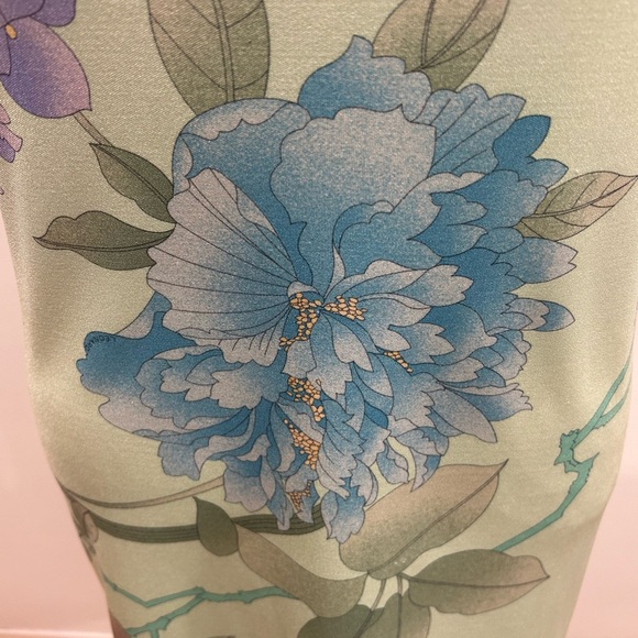 Vintage Leonard Paris Light Green Floral Sleeveless Dress Sz S - Picture 3 of 10